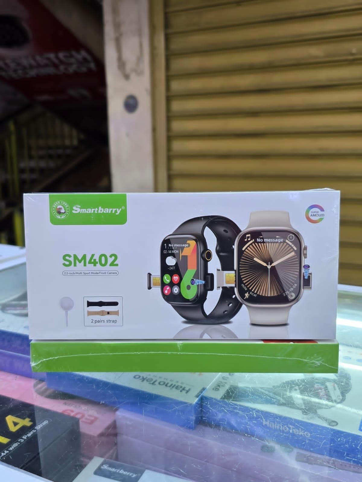 Smartbarry SM402 Smartwatch – 2.2” Super AMOLED Display, Dual Straps, BT Calling, Fitness Tracking