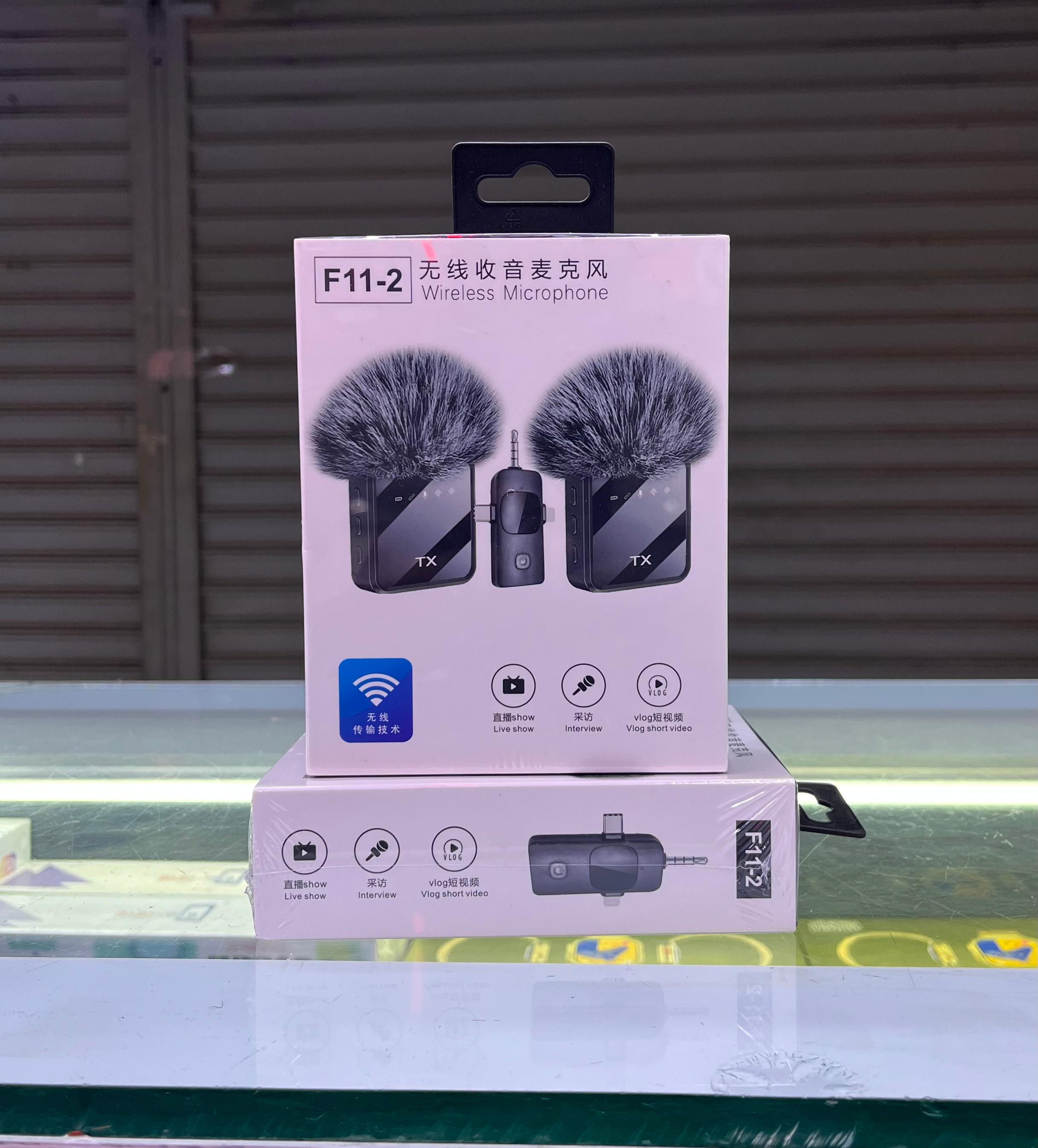 F11-2 Dual Wireless Microphone System - Rechargeable, 3.5mm Receiver, Lightweight, Black