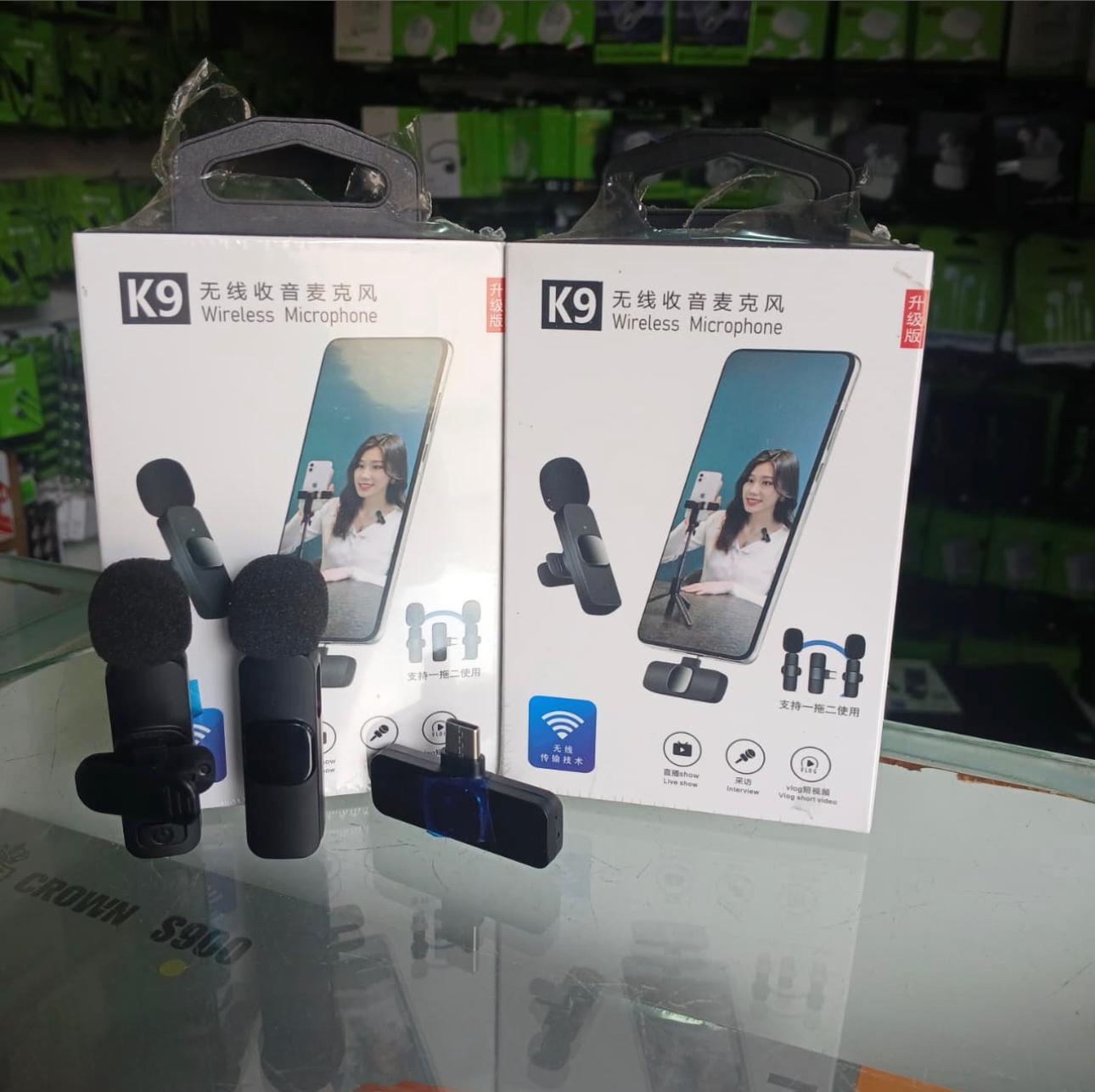 Lavalier K9 Wireless Microphone - Plug & Play, Noise Reduction, 20m Range, Compatible with Android/iPhone