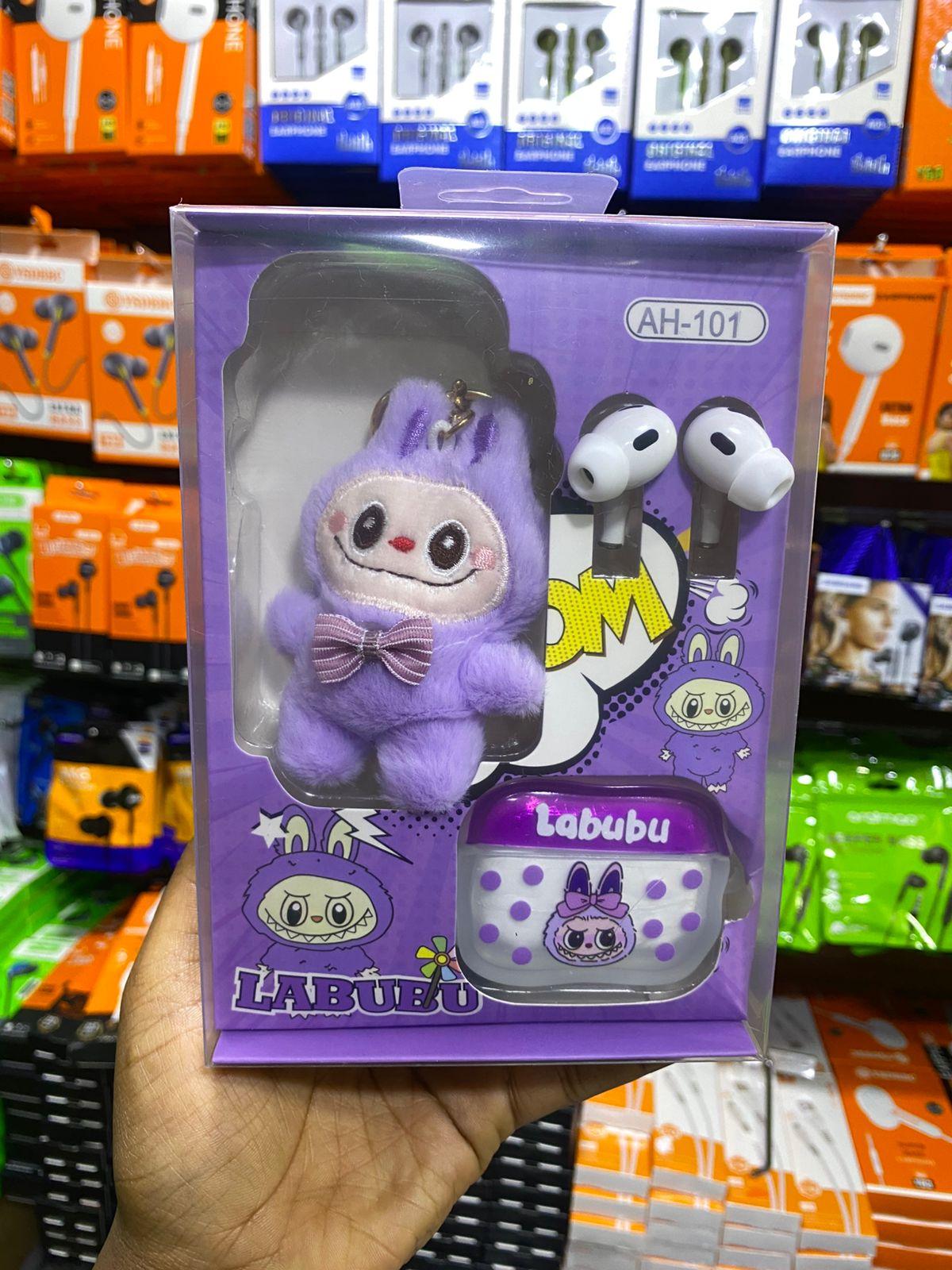 Labubu AH-101 Wireless Earbuds with Cute Cartoon Case & Plush Toy Gift Set