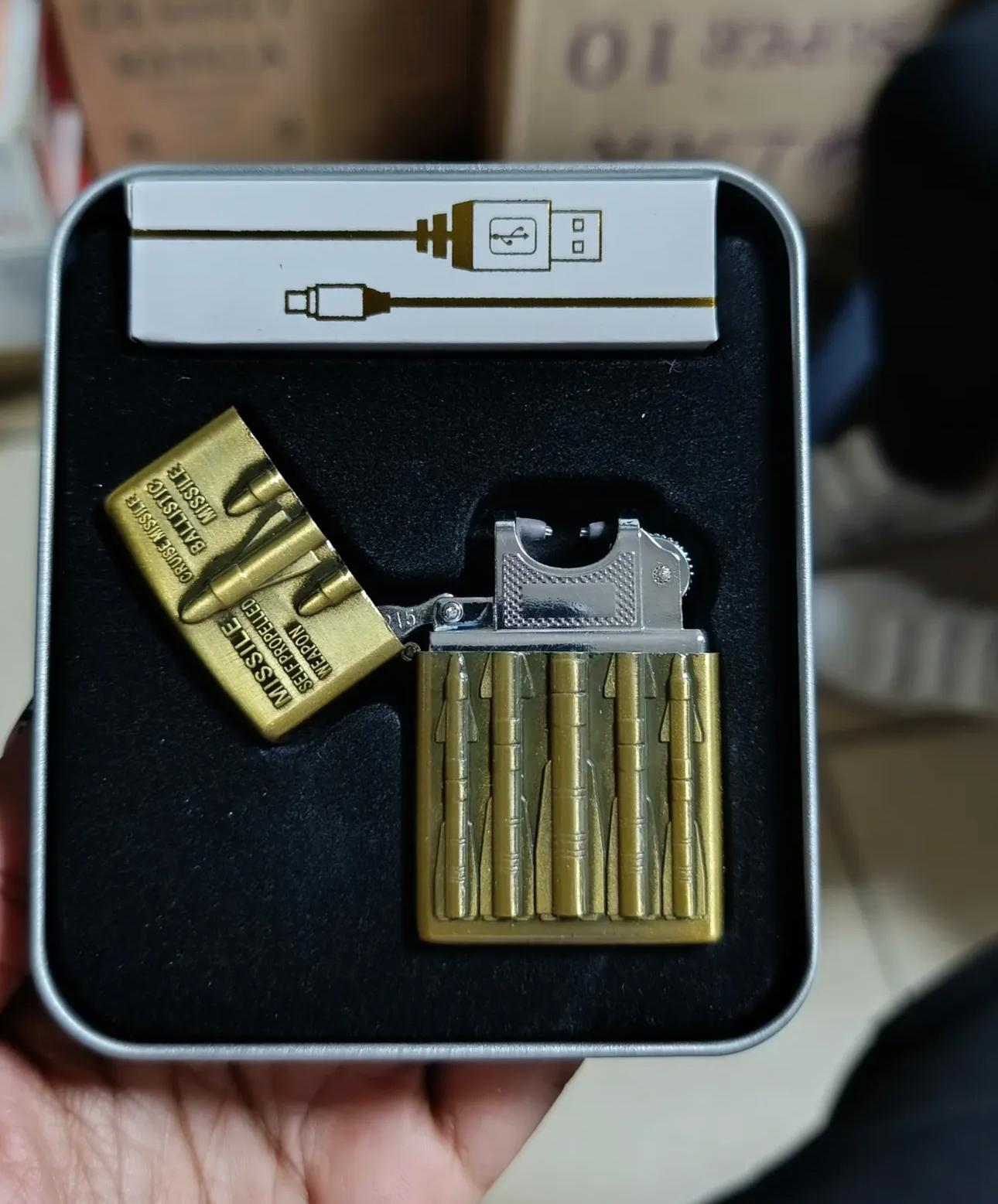 Rechargeable USB Missile-Design Windproof Lighter – Premium Metal Body