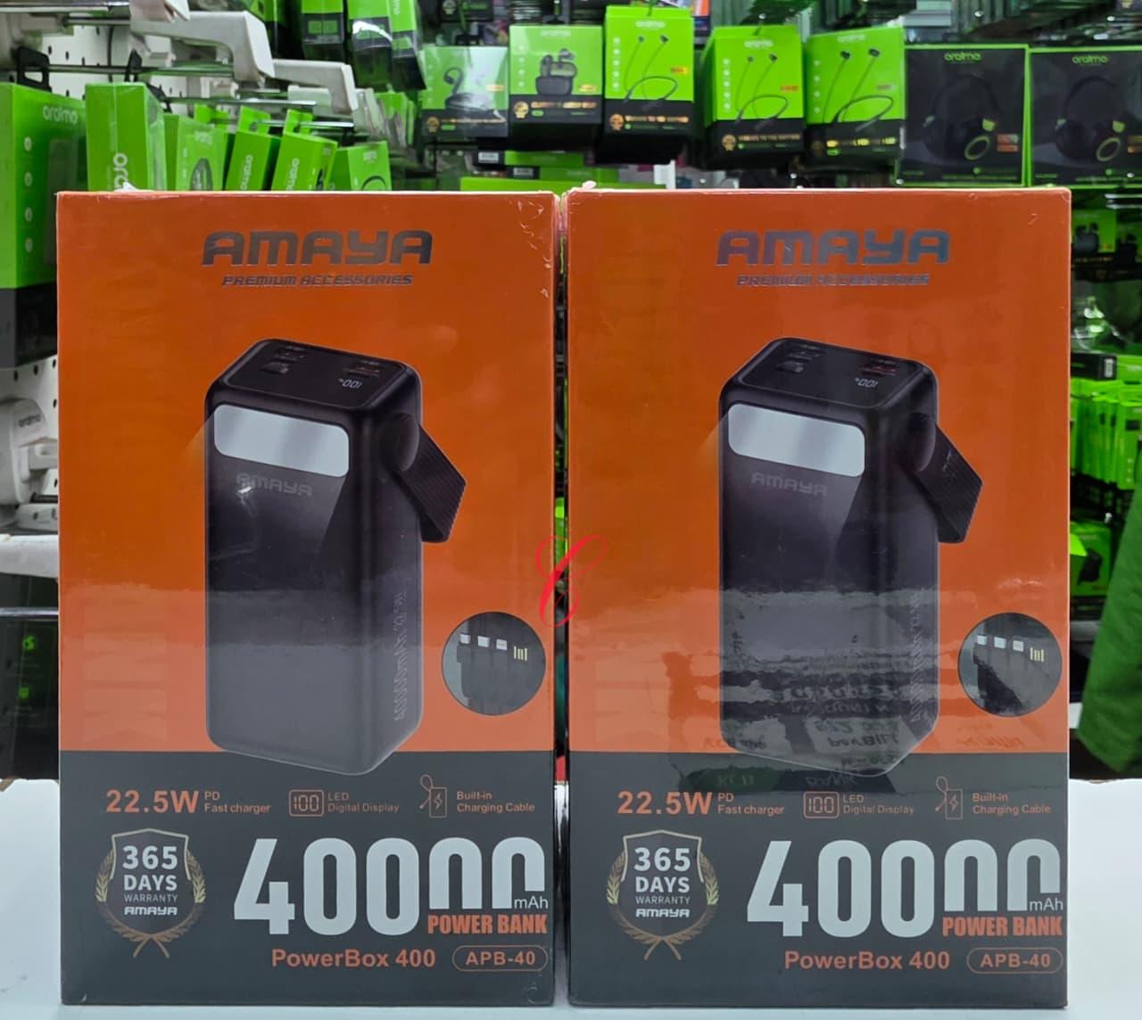 Amaya PowerBox 400 Power Bank 40000mAh 22.5W PD Fast Charging Black