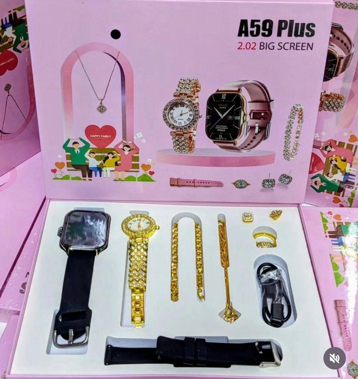 A59 Plus Smartwatch Gift Set - 2.02" Display, Bluetooth, Luxury Accessories