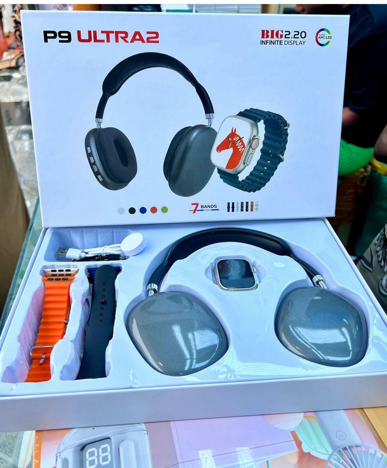 P9 Ultra 2 Combo – Premium Headset + Smartwatch 7 Straps Included
