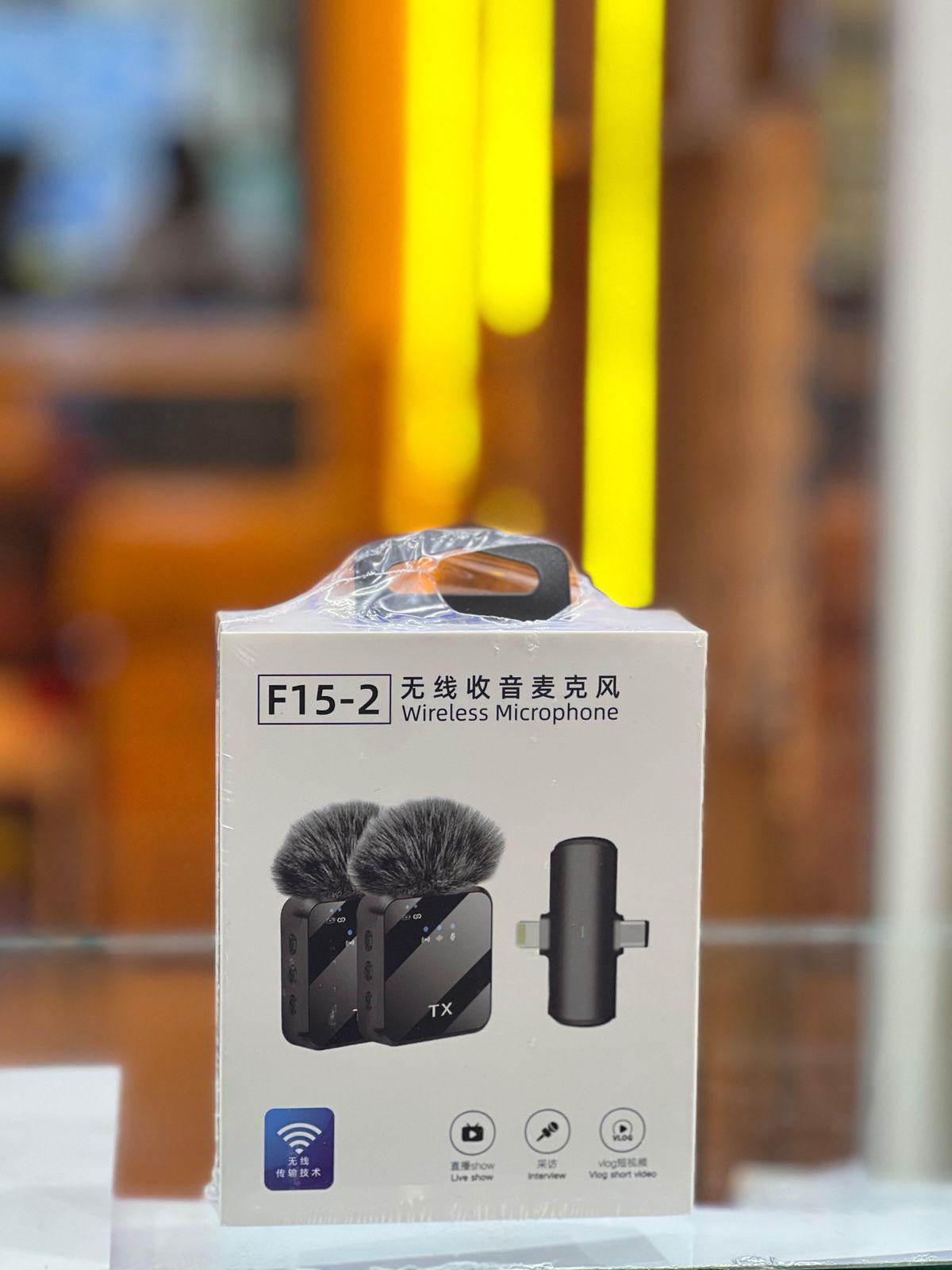 F15-2 Wireless Microphone Dual  Mic for iPhone & Android – Noise Reduction, Plug & Play