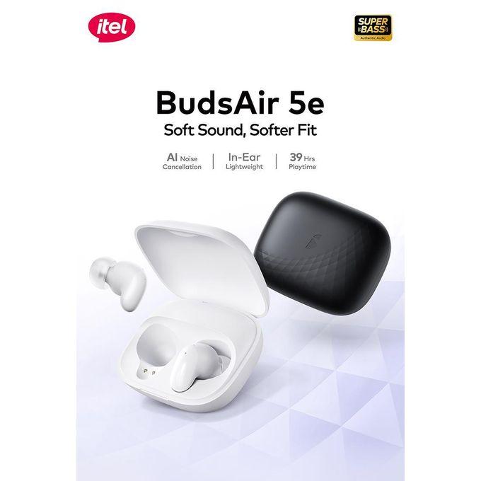 Itel BudsAir 5e True Wireless Earbuds - Black, 39H Playtime, AI Noise Reduction
