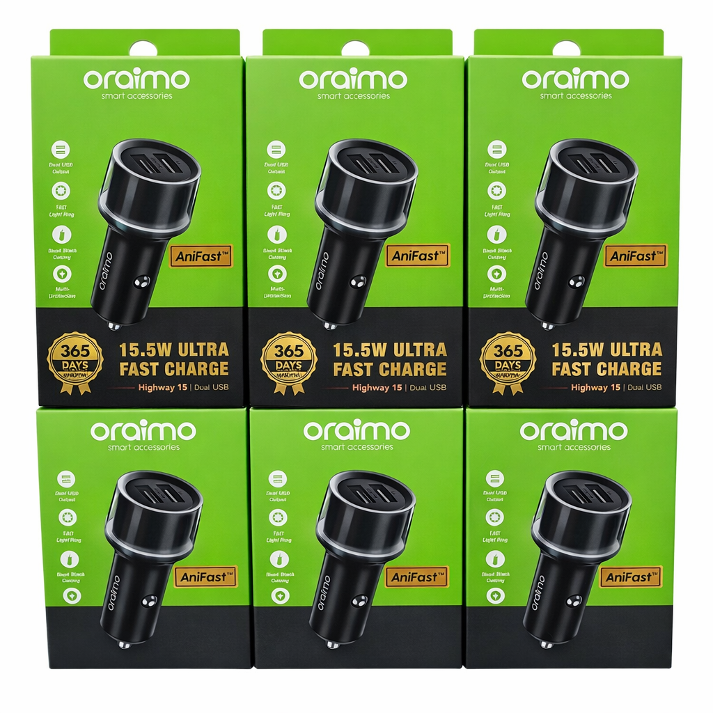 Highway 15 15.5W Ultra Fast Car Charger – Dual USB AniFast Technology