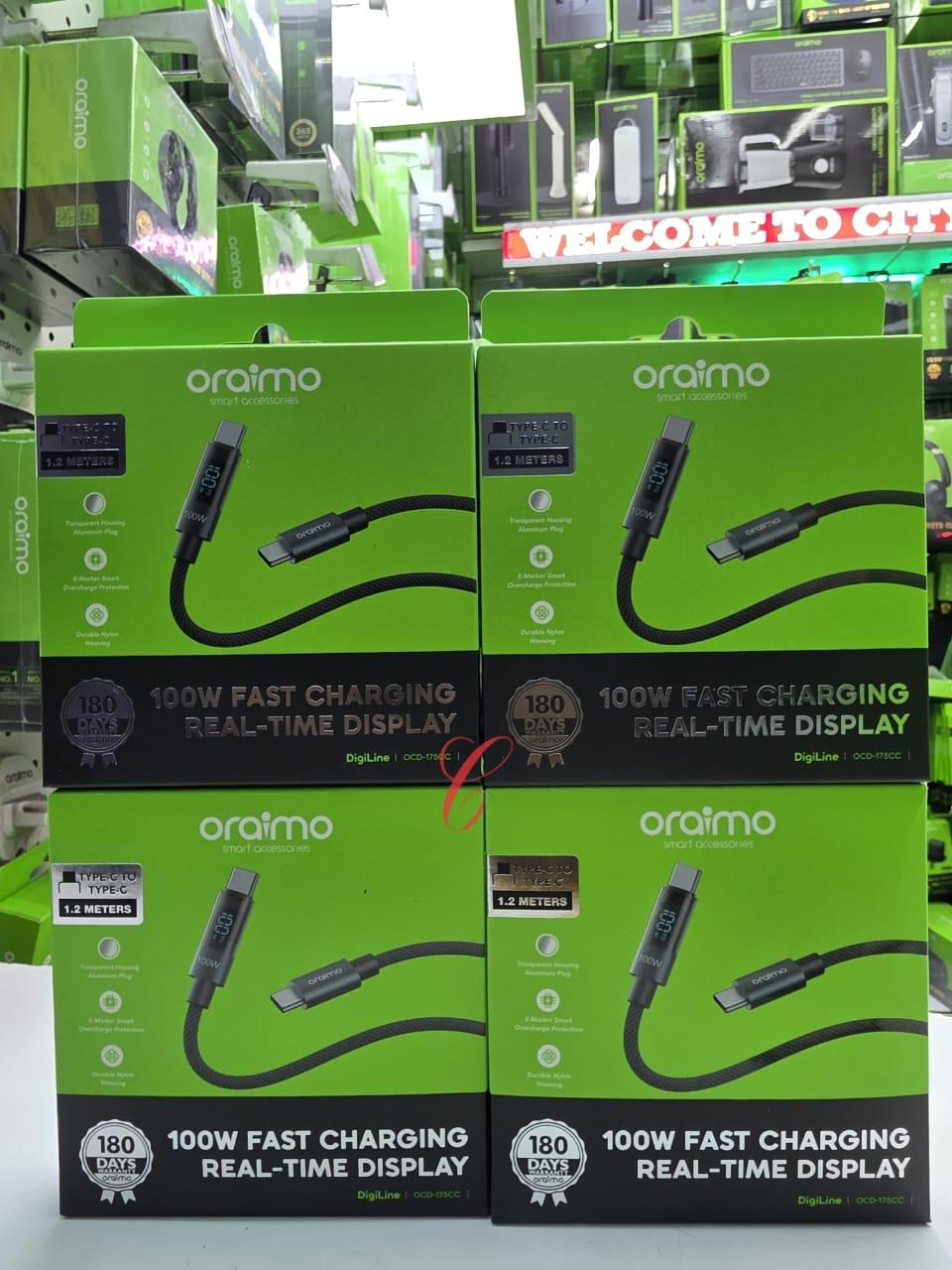 100W Fast Charging Type-C to Type-C Cable 1.2M – Real-Time Display, DigiLine Series, Super Fast Data & Power Delivery